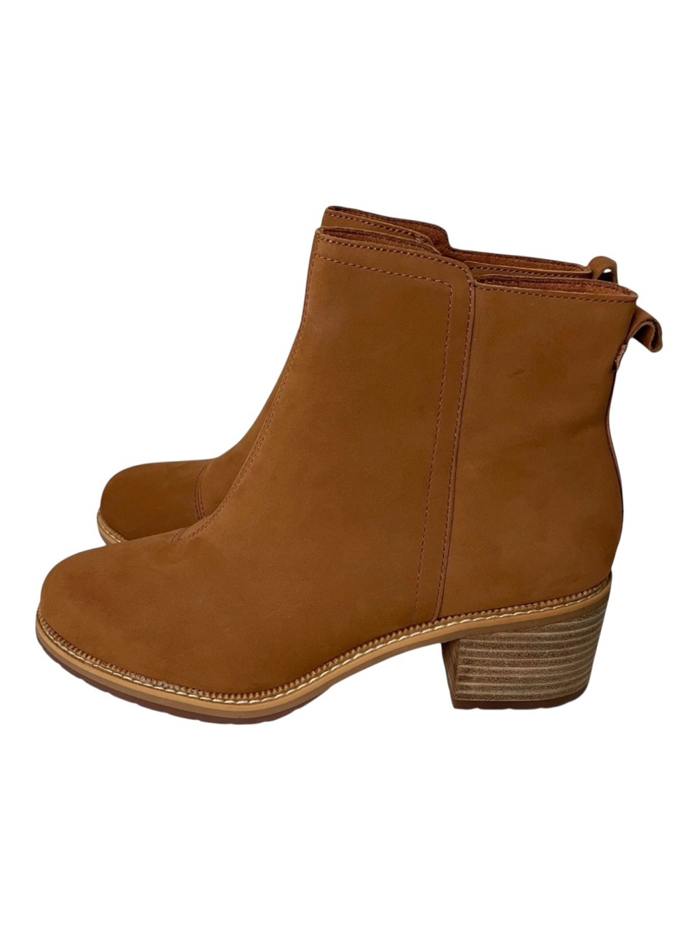 TOMS Marina Ankle Boots Women's 9.5 Brown Leather Block Heel Zip Booties